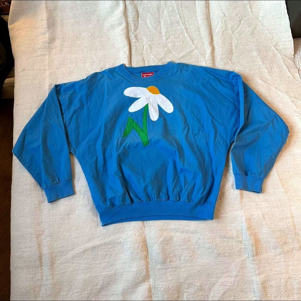 Vintage Retro Daisy Appliqué pullover Sweater